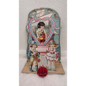 Vintage 1920s Pull Down 3d Pop Up Honey Comb Valentine Day Card Collectible Gift
